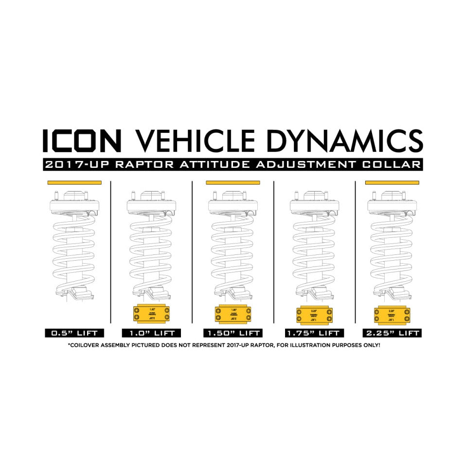 ICON AAC Coil Spring Collar Leveling Kit | 2017-2021 Ford F-150 Raptor 4WD | 0.5-2.25 in Lift | IVD6130B